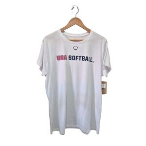 USA Softball T-Shirt Womens Extra Large XL‎ White Graphic Tee Logo Short Sleeve